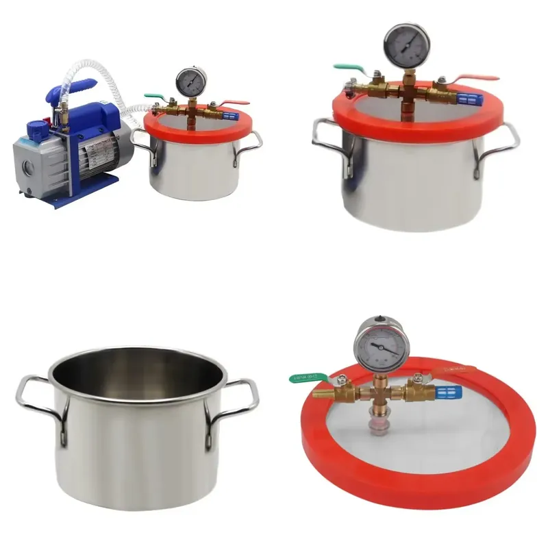 Lab Equipment - อุปกรณ์อบแห้งสุญญากาศสแตนเลสขนาด 2 แกลลอน พร้อมปั๊ม 5CFM สำหรับงานหล่อเรซินอีพ็อกซี่