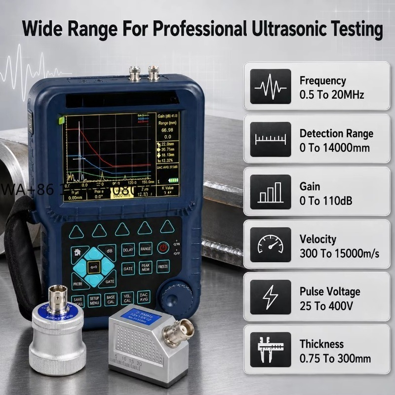 Test Instruments - เครื่องตรวจจับข้อบกพร่องด้วยคลื่นเสียงความถี่สูงแบบพกพา เครื่องมือทดสอบ NDT สำหรับการตรวจสอบรอยเชื่อมโลหะในสถานที่