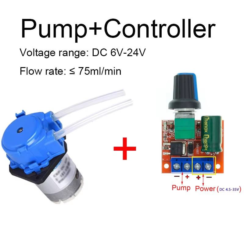 Mini Peristaltic Pump 12V - ปั๊มเพอริสตัลติกขนาดเล็ก ปรับได้ DC6V-12V สำหรับการจ่ายของเหลว ระบบน้ำหยด ตู้ปลา
