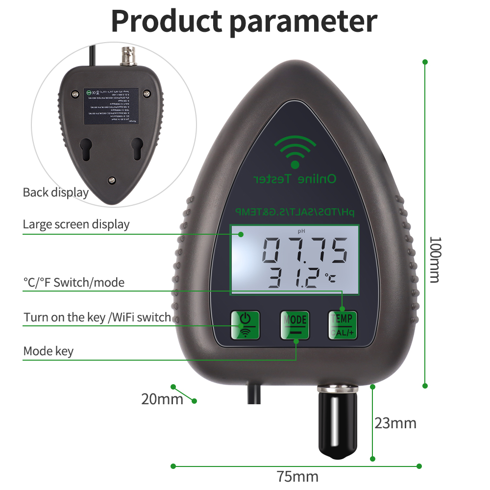 Tuya WIFI เครื่องทดสอบคุณภาพน้ - Ph Meter Digital Water Tester บทวิจารณ์และราคา